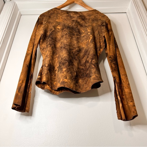 Mixit Brown Tie-Dye Blouse with Bead Embellishments - Size S - Picture 6 of 10
